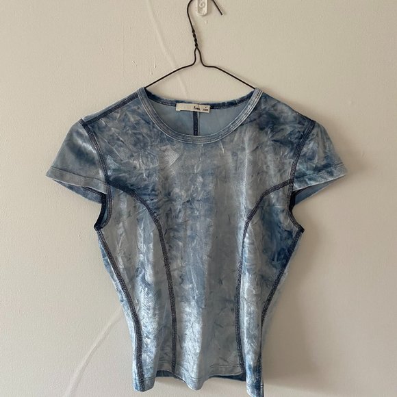 Wilfred Free velvet blue top with black stitching - Picture 1 of 3